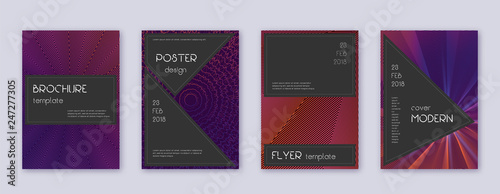 Black brochure design template set. Violet abstrac