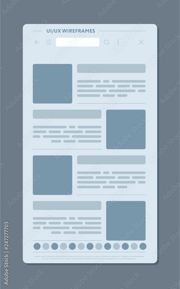 Design of modern web page with various blank publications
