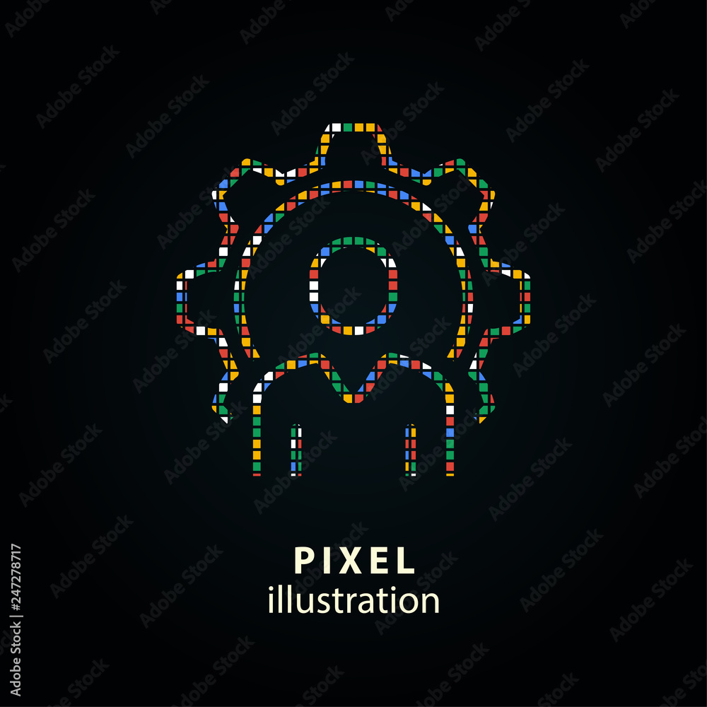 Assistance - pixel icon. Vector Illustration on black background. Assistance - pixel icon. Vector Illustration on black background.