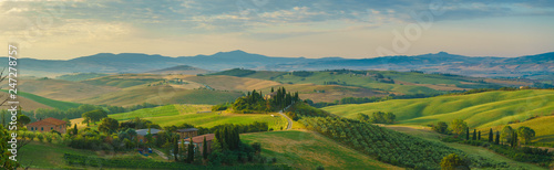 Tuscany panorama in the morning Val d Orgia