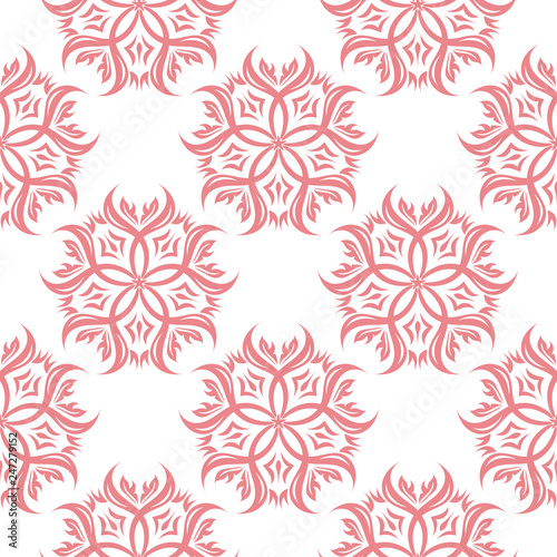  Floral seamless pattern. Pink and white background