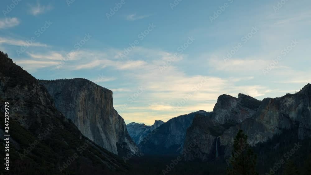 Time Lapse of Yosemite National Park. El Capitan and Half Dome are in the background. Time Lapse of Yosemite National Park. El Capitan and Half Dome are in the background.