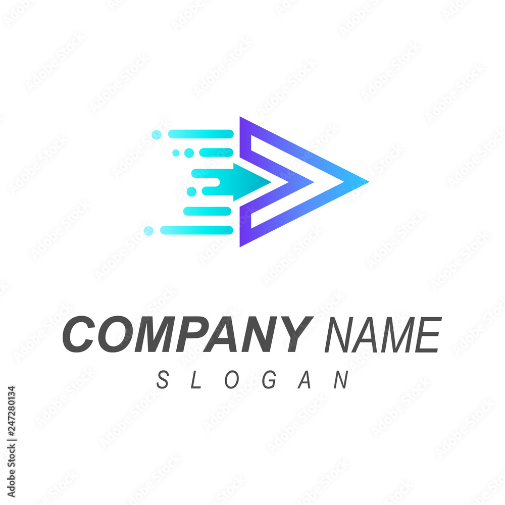 Fototapeta premium fast arrow letter v logo