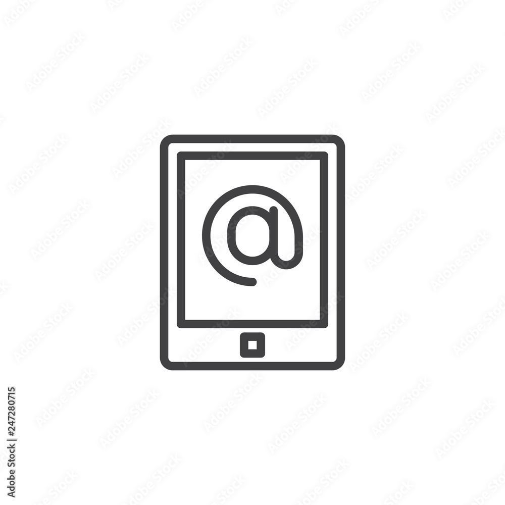 Mobile phone with Email line icon. linear style sign for mobile concept and web design. Smartphone mail outline vector icon. Symbol, logo illustration. Pixel perfect vector graphics Mobile phone with Email line icon. linear style sign for mobile concept and web design. Smartphone mail outline vector icon. Symbol, logo illustration. Pixel perfect vector graphics