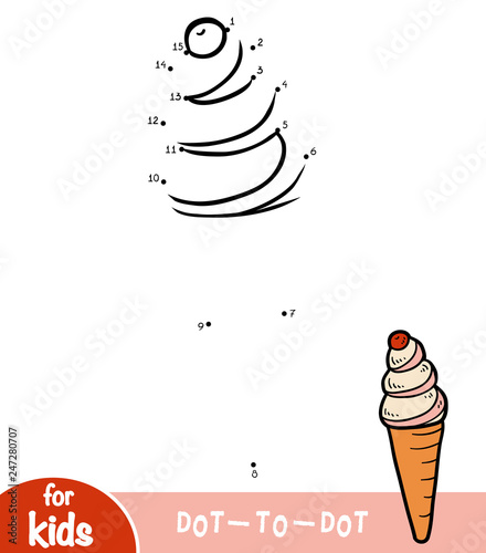 Numbers game, education dot to dot game, Ice cream cone