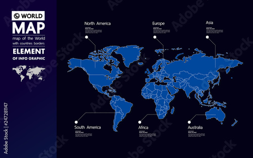 Grand world map graphic element vector illustration.