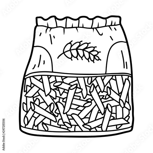 Coloring book, Penne pasta in bag