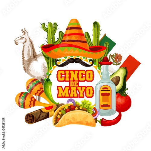 Cinco de Mayo Mexican sombrero and maracas
