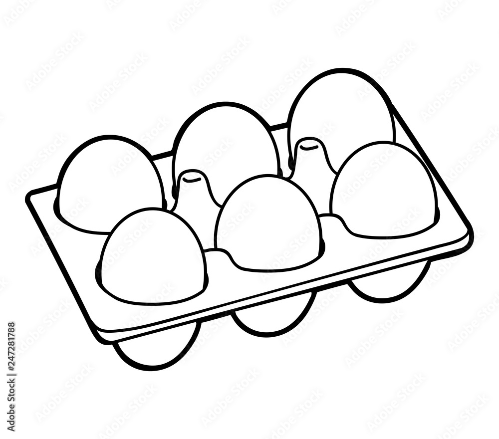 Coloring book, Six chicken eggs Stock Vector | Adobe Stock