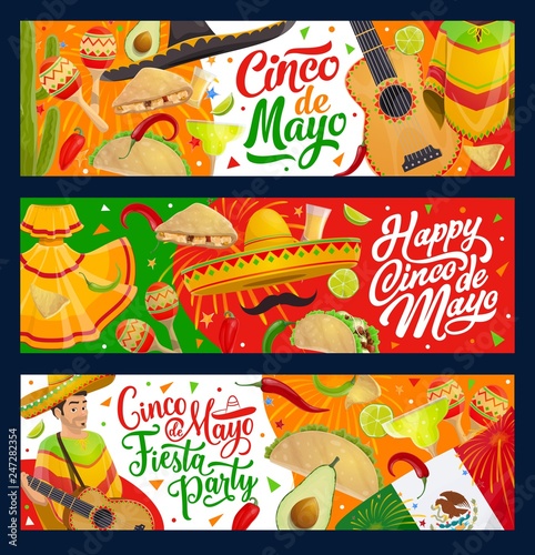 Mexican sombrero, guitar, Cinco de Mayo food