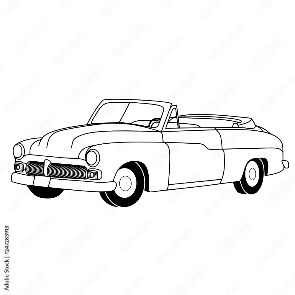 vintage car cabriolet 1950's style / vector illustration