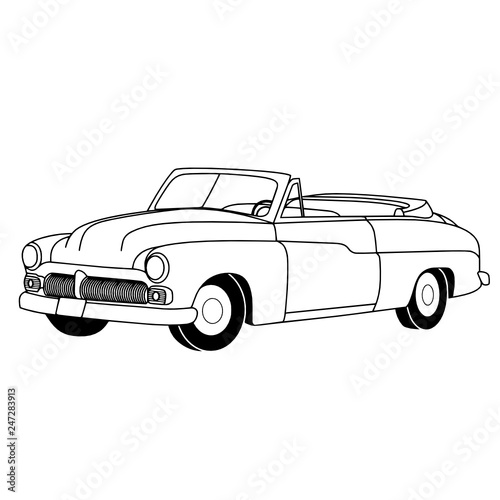 vintage car cabriolet 1950 s style   vector illustration