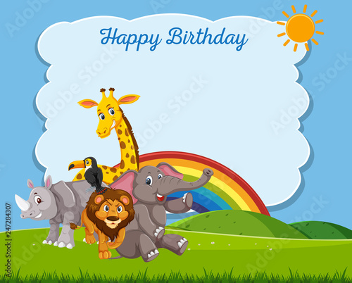 Wild animal on birthday template