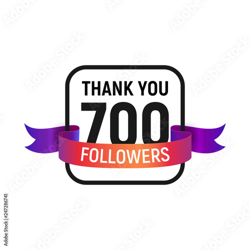 700 followers number with color bright ribbon isolated vector icon. Four hundred follower thank you photo