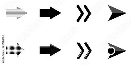 Set of trendy and unique black arrows.Vector illustration.