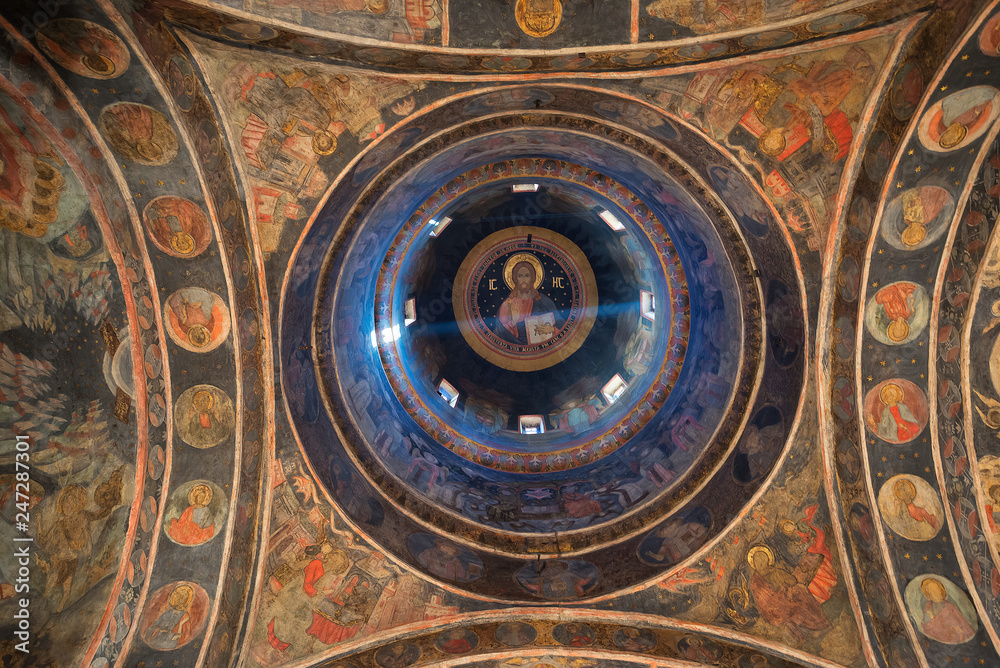 Dome of Stavropoleos Monastery Church. Bucharest, Romania. 27 December 2017