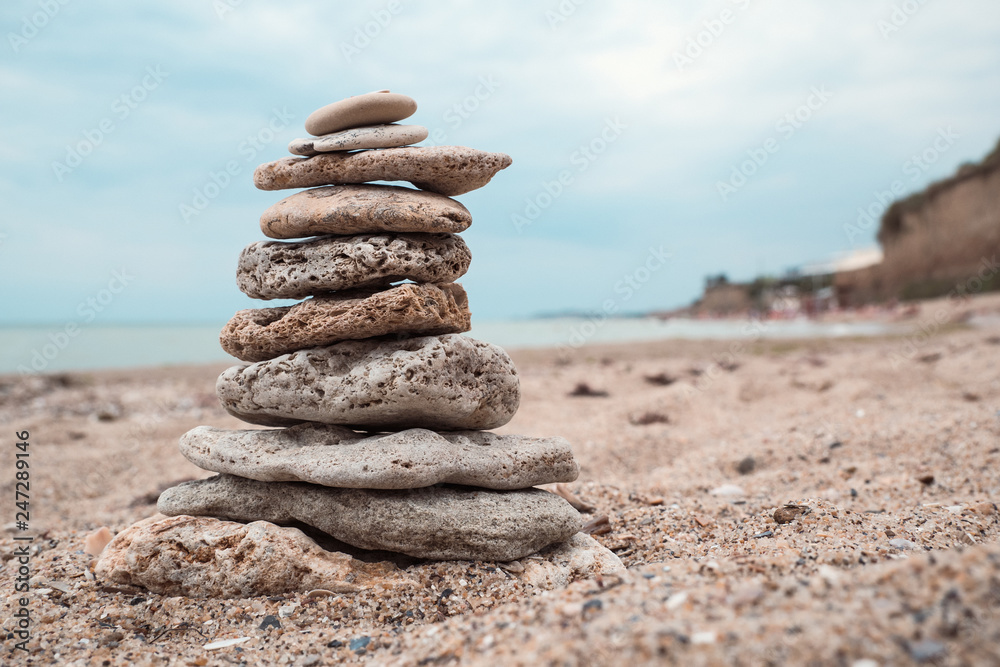 Fototapeta premium Stack of stones on beach
