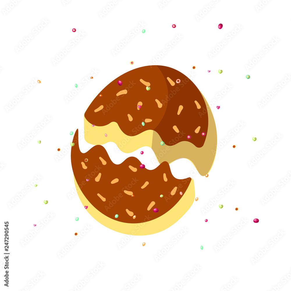 Cute cartoon chocolate biscuit, cookie on white background with sprinkles. Chocolate cookies, cartoon vector illustration. Chocolate biscuit with sprinkles Cute cartoon chocolate biscuit, cookie on white background with sprinkles. Chocolate cookies, cartoon vector illustration. Chocolate biscuit with sprinkles