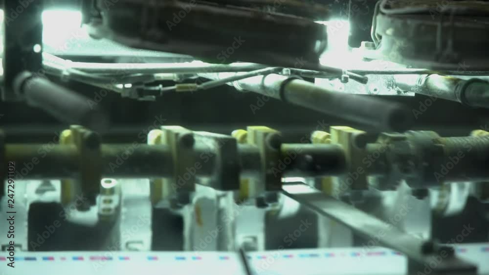 close up working parts of printing machine moving Stock ビデオ Adobe Stock