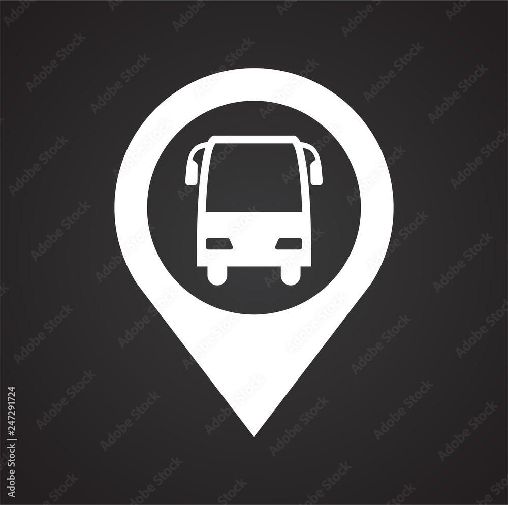 Checkpoint bus station icon on black background for graphic and web design, Modern simple vector sign. Internet concept. Trendy symbol for website design web button or mobile app Checkpoint bus station icon on black background for graphic and web design, Modern simple vector sign. Internet concept. Trendy symbol for website design web button or mobile app