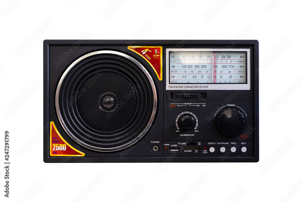 Simple Vintage Retro Look MP3 Player with FM AM SW Radio Band Receiver on iSolated White Background