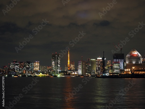 night scape of Tokyo bayside area from Toyosu area © oasisoasis