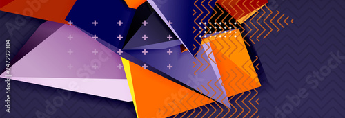 3d triangular shapes geometric background. Origami style pattern with triange shapes for decorative design. Poster design. Line design. Modern presentation template