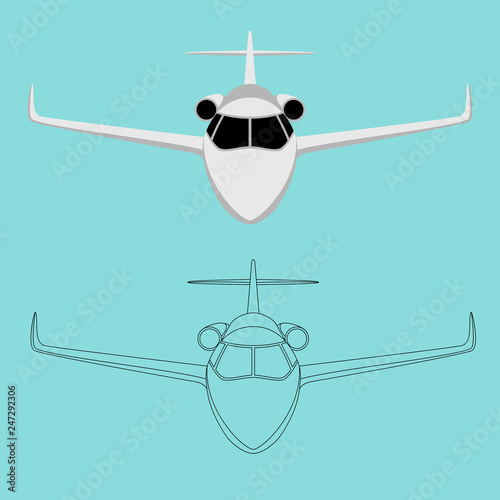 jetliner ,vector illustration , flat style ,front 