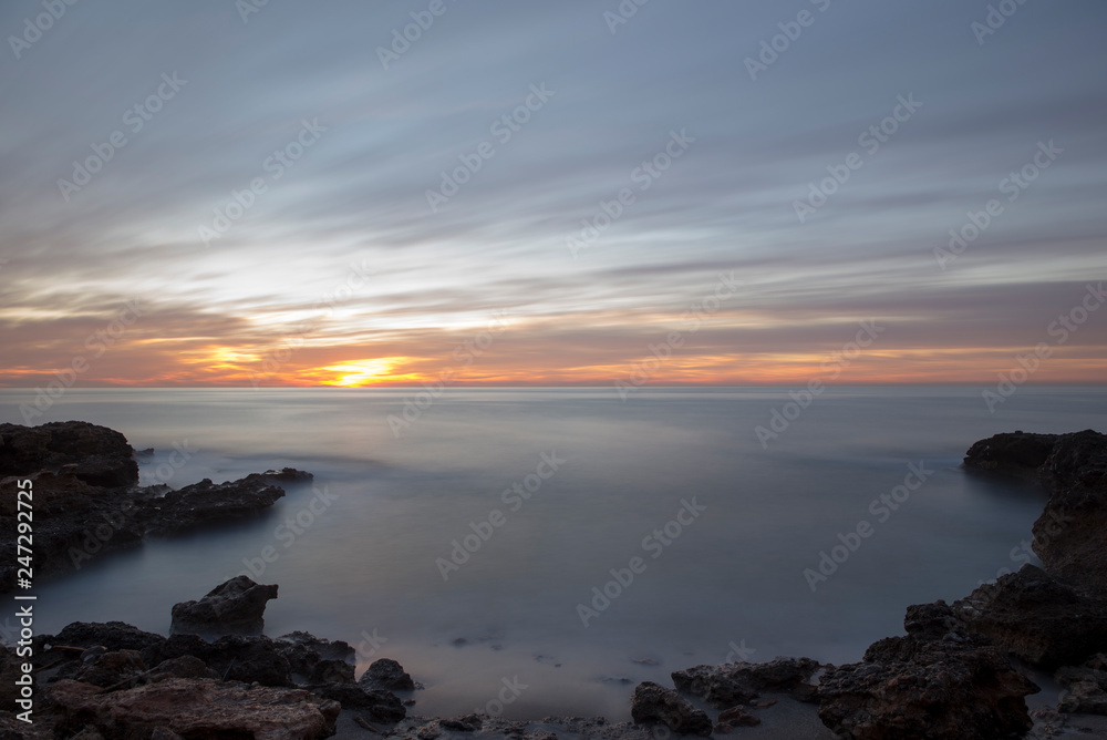 The coast at dawn in long exposure, Oropesa