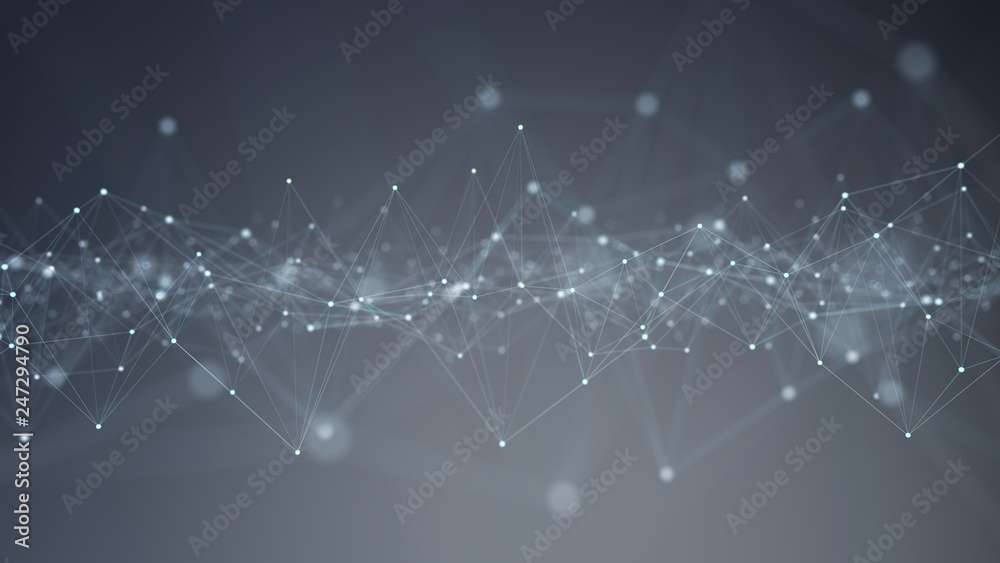 Abstract digital network connection grey background 3D rendering - obrazy, fototapety, plakaty 