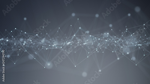 Abstract digital network connection grey background 3D rendering