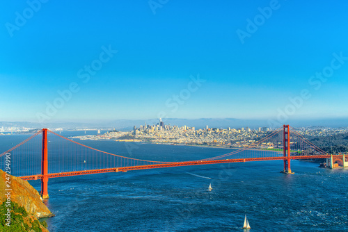 Panorama on San Francisco and the Gold Gate Bridge.