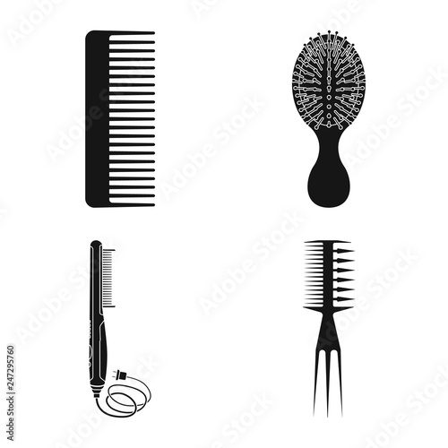 Isolated object of brush and hair icon. Set of brush and hairbrush stock symbol for web.