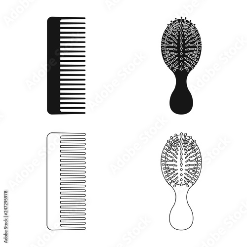 Vector design of brush and hair symbol. Collection of brush and hairbrush stock symbol for web.