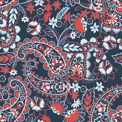 Fotobehang Paisley patronen Etnisch paisley motief bloemenelementen  © antalogiya