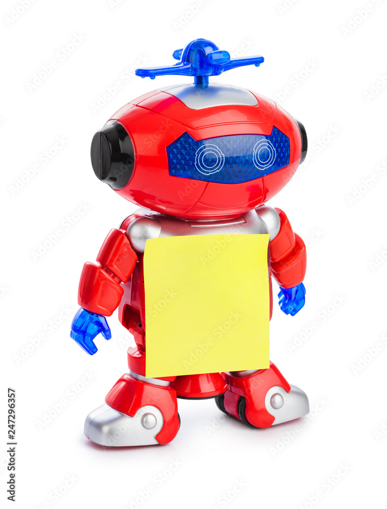 Toy robot with blank paper