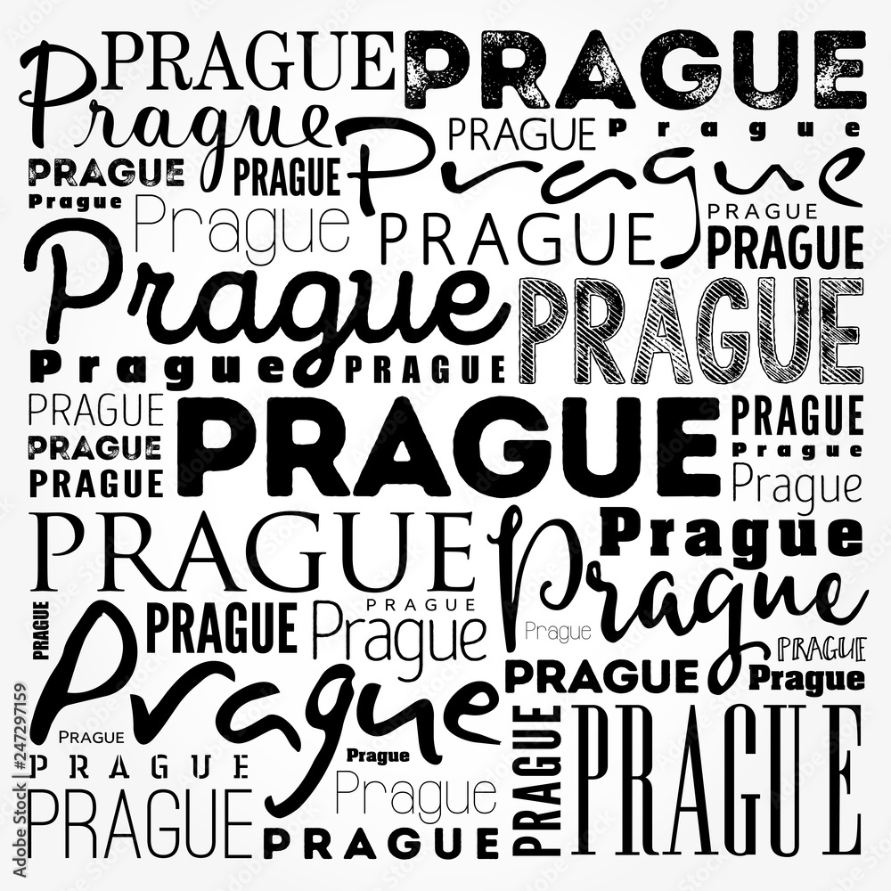 Obraz premium Prague wallpaper word cloud, travel concept background