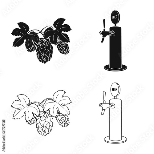Vector design of pub and bar logo. Set of pub and interior stock vector illustration.