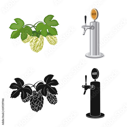 Vector design of pub and bar symbol. Set of pub and interior stock vector illustration.