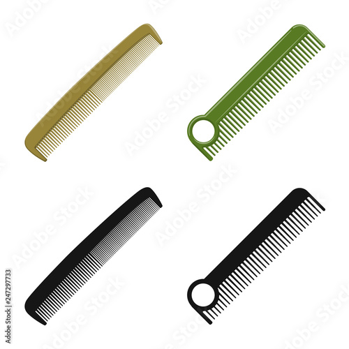 Vector illustration of brush and hair icon. Set of brush and hairbrush stock symbol for web.