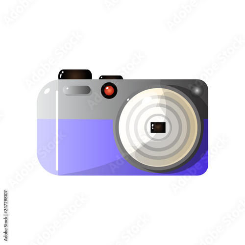 Modern Digital Photo Camera Front View Vector Illustration