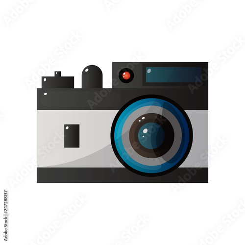 Retro Camera, Polaroid Printing Image Vector Illustration