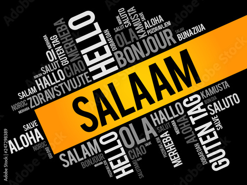 SALAAM (Hello Greeting in Persian,Farsi) word cloud in different languages of the world