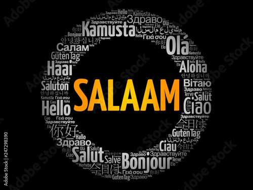 SALAAM (Hello Greeting in Persian,Farsi) word cloud in different languages of the world
