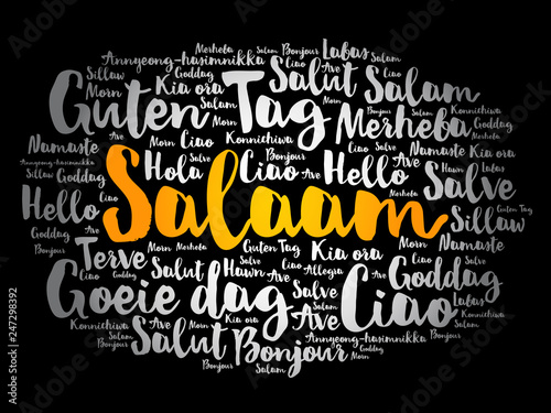 SALAAM (Hello Greeting in Persian,Farsi) word cloud in different languages of the world