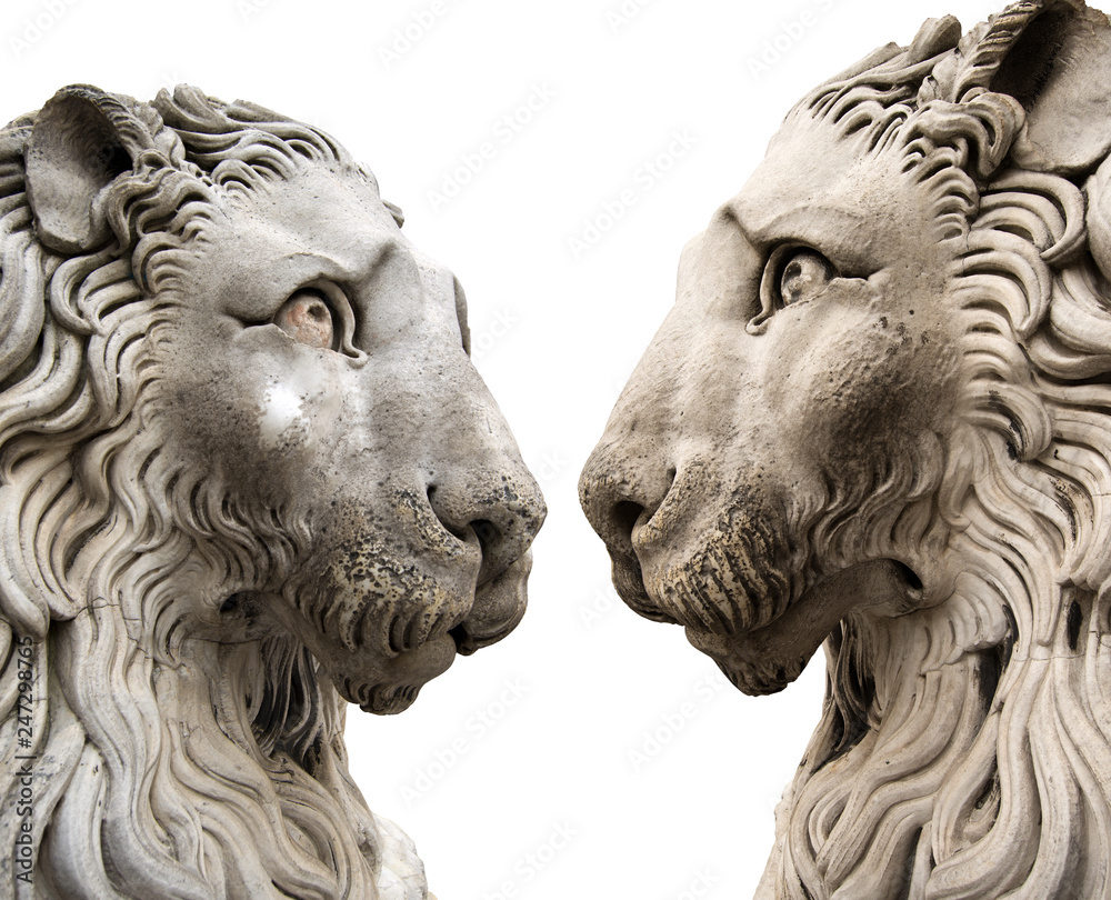 Lions statues - Cathedral of San Lorenzo Genova Italy Lions statues - Cathedral of San Lorenzo Genova Italy