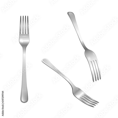 Set of realistic metal forks