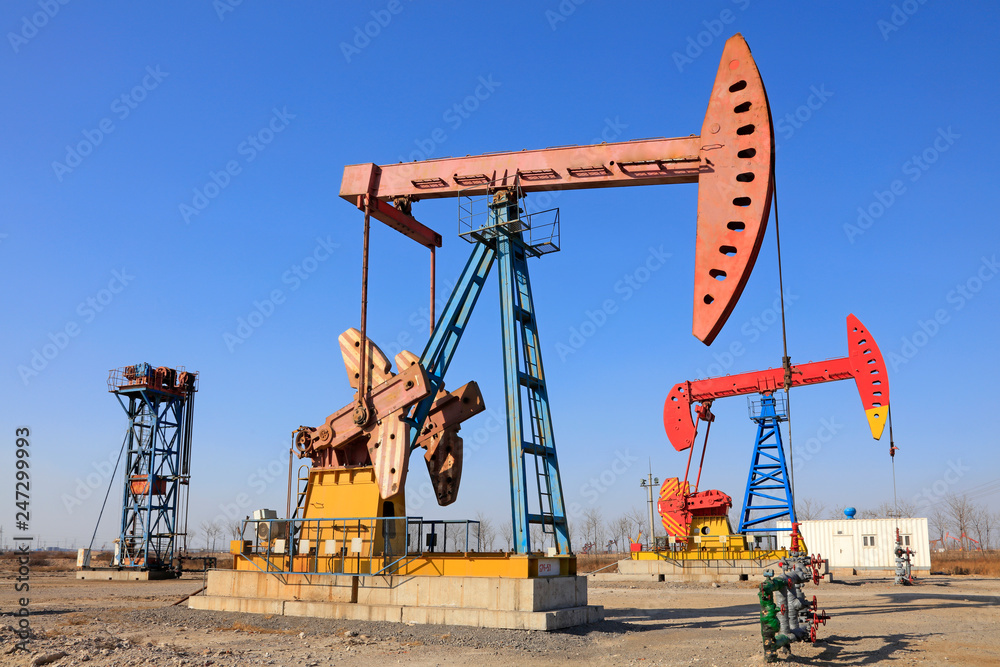 pumping unit under blue sky pumping unit under blue sky