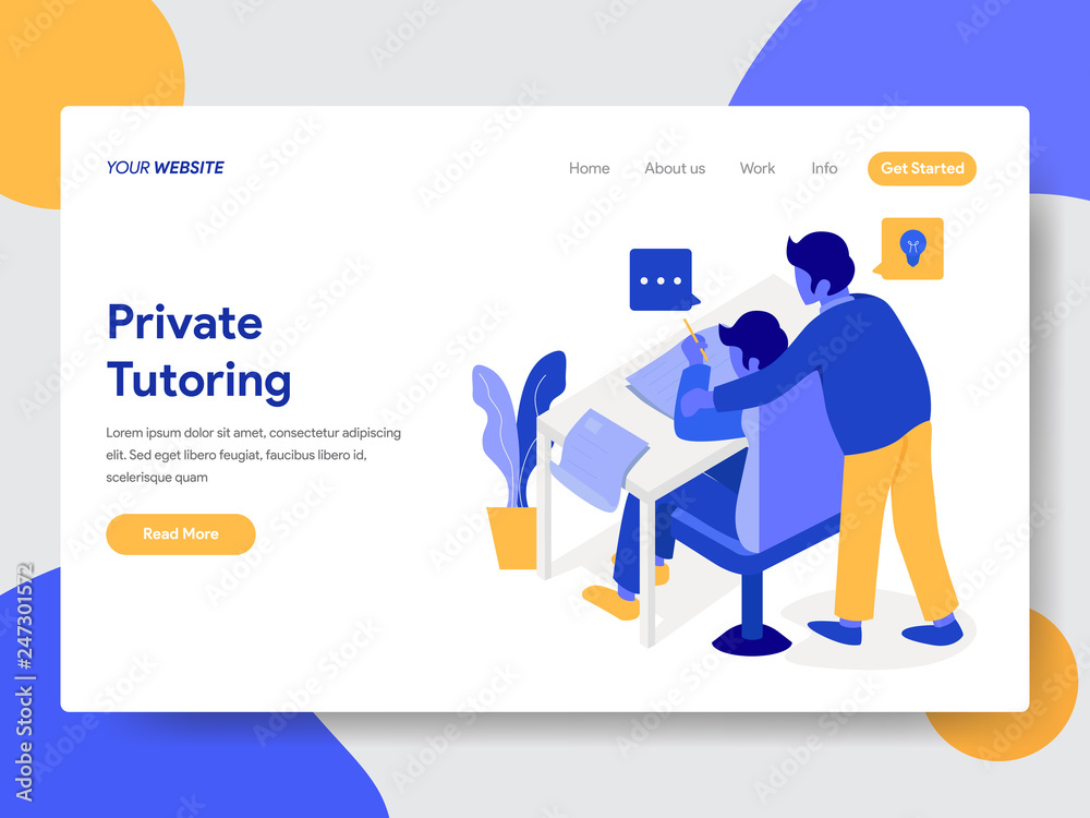 Landing page template of Private Tutoring Illustration Concept. Modern flat design concept of web page design for website and mobile website.Vector illustration Landing page template of Private Tutoring Illustration Concept. Modern flat design concept of web page design for website and mobile website.Vector illustration