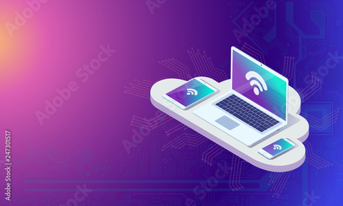 Wallpaper Mural Web development and coding. Cross platform development website. Adaptive layout internet page or web interface on screen laptop, tablet and phone. Isometric concept illustration. Torontodigital.ca